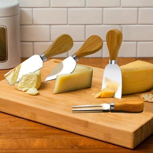 6PCS Cheese Knives Set Cutlery Slicer Cutter Wooden Handle Mini Knife Butter