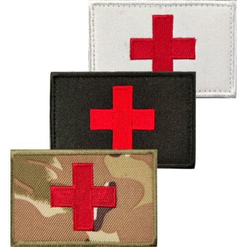 Army Tactical Medical Rescue Velcro Red Cross Patches Military Wars Embroidered Outdoor Bag Stickers Soldier Badges Appliques