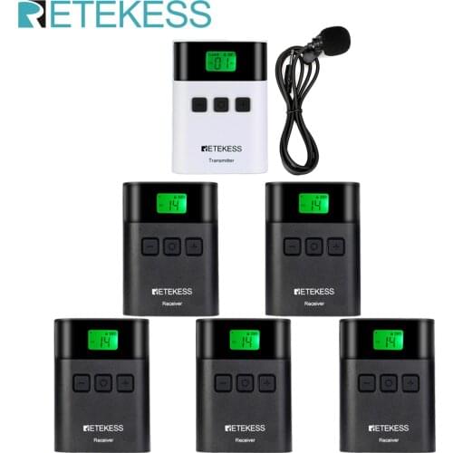 RETEKESS TT122 Wireless Tour Guide System 1 Transmitter+ 5 Receivers for Church Factory Training Tour Guide Goverment Meeting