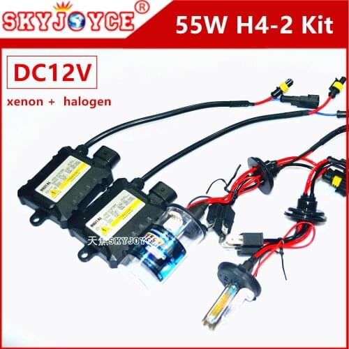 DC12V 55W H4-2 6000K 8000K 10000K hid LIGHT h4-2 LIGHT kit for H4-2 deep blue hid 3000K yellow green blue purple pink HID BULB