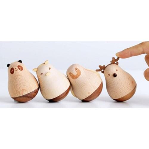 Wooden Tumbler Animal Design Exquisite Workmanship Multi-purpose Miniature Model Ornament Decor Children Toy for Home Decor