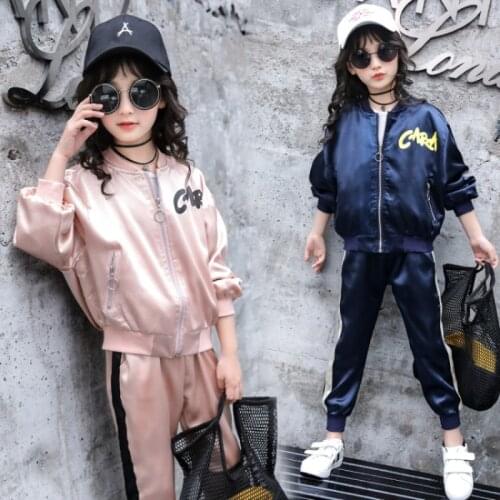 Girls Suits Coat + Pants Sets Kids 2021 Retro Spring Autumn Cotton Long Sleeve High Quality Teenagers Sport Tracksuits Outfits