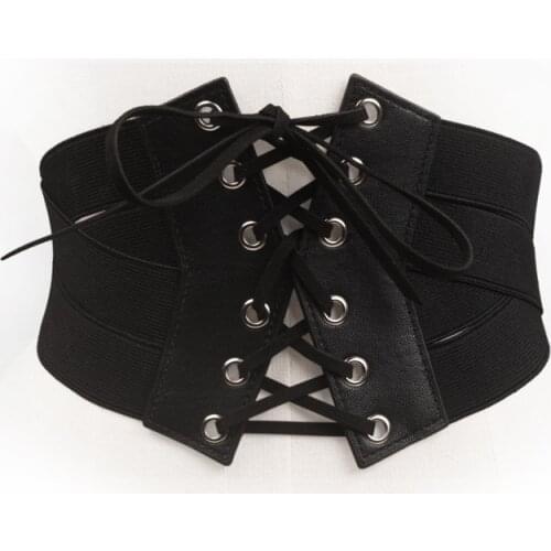 Retro Stretch Cross Zipper Strap Waist Girdle Elastic Wide Cummerbunds Ladies Dress Skirt Decoration Accessories