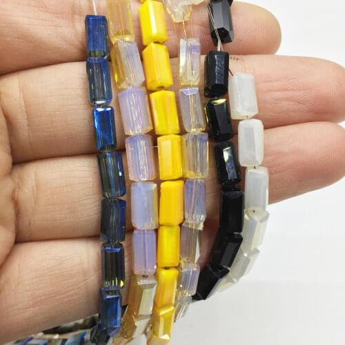 Eruifa about 70pcs 4*8mm rectangle Shiny Faceted Galss Beads Charms Pendant Jewelry DIY Hand making Earring Necklace Bracelet