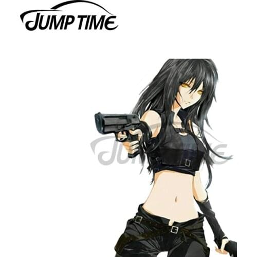 JumpTime 13 x 3.6cm For Anime Girl With a Gun Car Stickers Trunk Laptop Decal Motorcycle RV Occlusion Scratch Car Styling