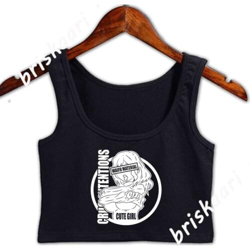 Kawaii Anime Manga Babe Girl Cosplay Gifts Crop Top Women Graphic Girl Tops Summer Female Outfit Custom Round Collar Vest