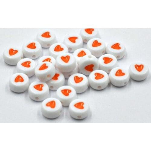 Red heart 100pcs 7mm Color Beads Beads Acrylic Beads DIY Jewelry Making For Charms Bracelet Necklace Accessories