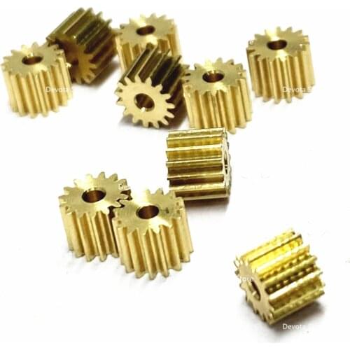 10pcs 0.3M 15T small copper gear 1.48 1.5mm 1.98 2mm bore For Toys car RC aircraft GEAR