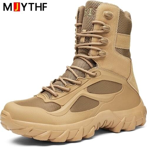 Men High Quality Special Force Tactical Desert Boots Combat Boots Leather Military Boots Outdoor Shoes Hiking Boots Plus Size 48