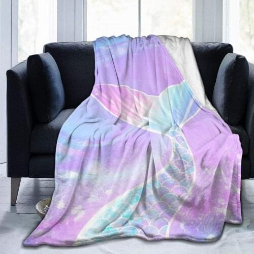 Mermaid Fish Tail Magic Soft Throw BlanketLightweight Flannel Fleece Blanket for Living Room Bedroom Sofa Couch Warm and Cozy
