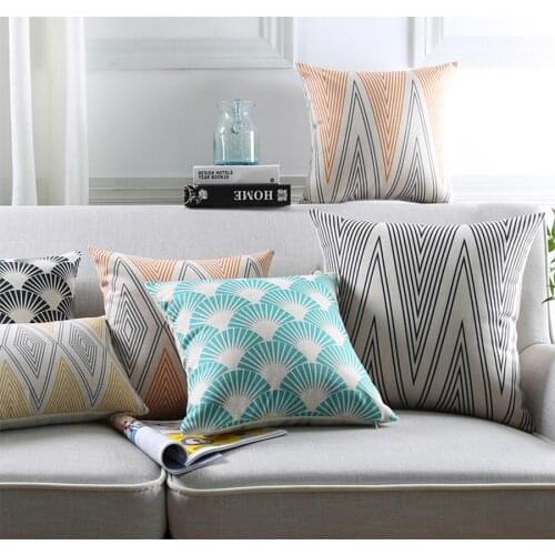 Nordic Style Cushion Cover Geometric Pillows Cover European Pillow Cover Home Decor Linen Cotton Pillowcase For Sofa 45x45cm