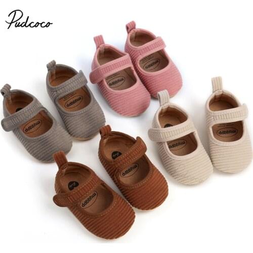 Baby Girls Boys Non-Slip Corduroy First Walking Shoes, Soft Sole Solid Infant Slip-on Sock Shoes