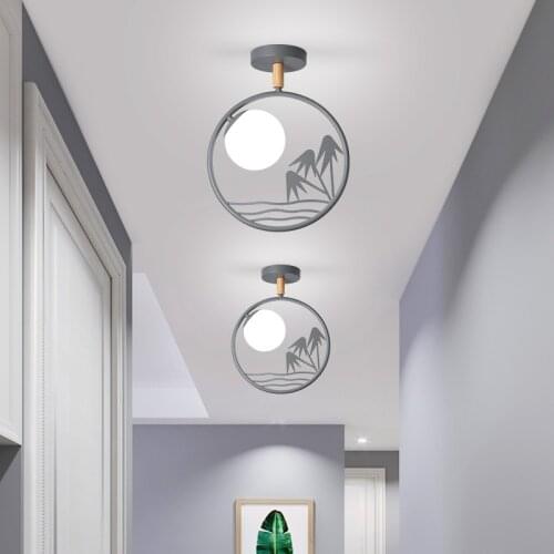 Nordic aisle balcony light simple modern single head bamboo leaf design home entrance small round lamp corridor light LB40603
