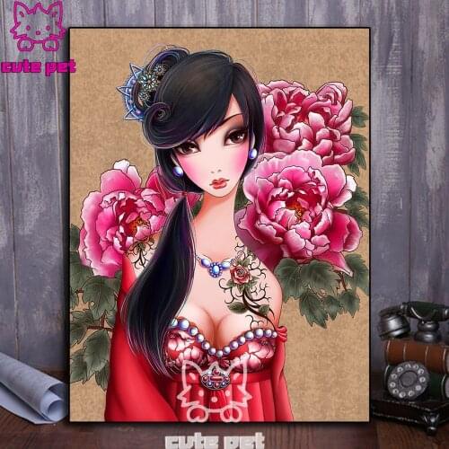 New 5D Crystal Round Diamond Painting Cartoon beautiful woman DIY Full square Painting Embroidery Home Decor Diamond Mosaic Gift