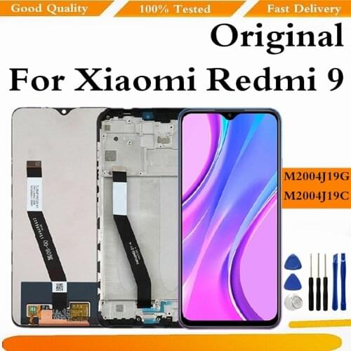 Original LCD For Xiaomi Redmi 9 M2004J19G LCD Display Screen Touch Screen Digitizer With Frame Assembly For Redmi 9 Display