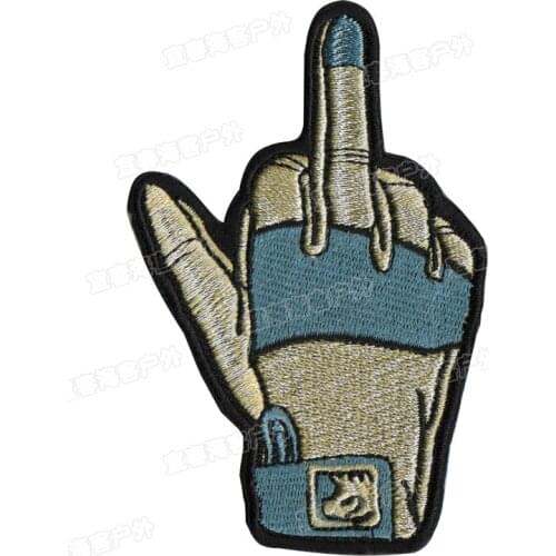 Middle Finger Glove Embroidery Patches Badges Emblem military Army Accessory Hook and Loop Tactical