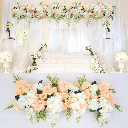 Customized orchid artificial fllower row decor for DIY wedding iron arch platform background flower wall window decor props 2pcs