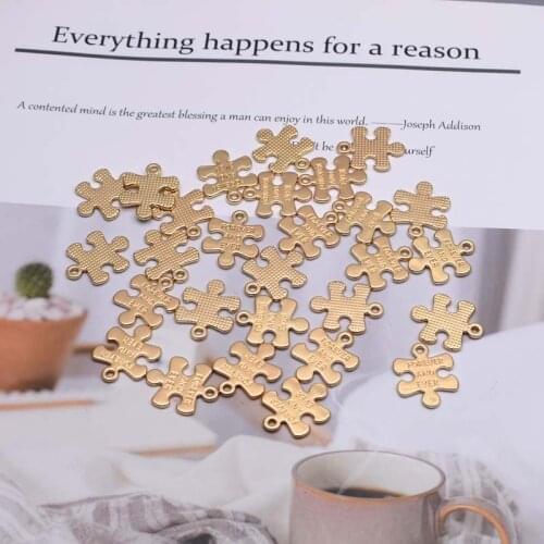 10pcs High-quality Metal Alloy Gold Charms Jigsaw Puzzle Piece Charms Pendants For Jewelry Making Findings DIY Necklace Bracelet