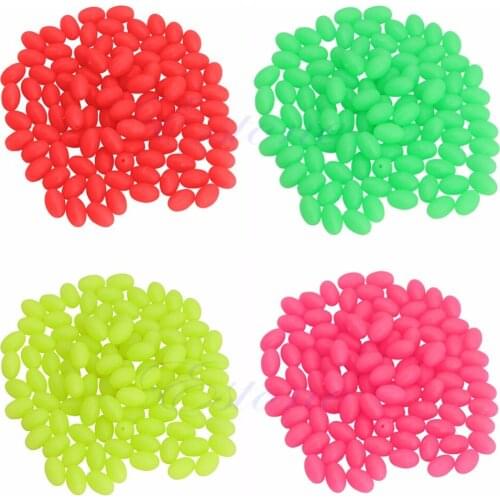 Oval Hard Luminous Fishing Beads Sea Fishing Lure Floating Float Tackles 6 Colors 100PCS/SET S28