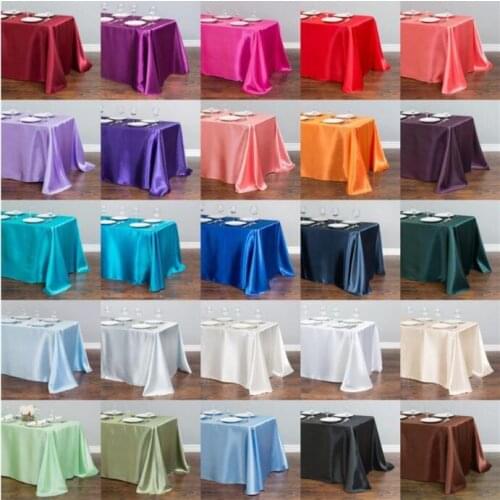 Custom Rectangle Satin Tablecloth Square Overlays Wedding Decoration Banquet Dining Table Cover New Year Christmas Table Cloth