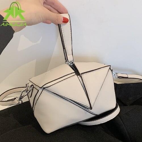 Luxury Ladies Foldable Handbag Fashion Geometric Pattern Women Shoulder Bag 2021 New Trend Designer Ladies Bucket Messenger Bags