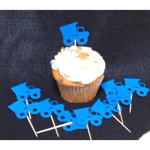 Dump Truck Cupcake toppers gender neural baby shower party food picks Birthday baby baptism toothpick