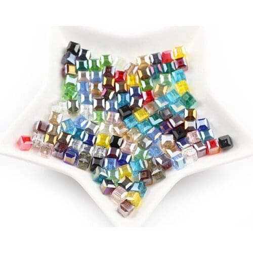8x8mm Mix beads Czech Square shape Charm Glass Beads For Jewelry Making Diy Accessories Colorful Faceted Crystal Beads Wholesale