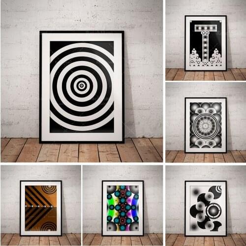 Modern abstract art prints, black and white prints, abstract shapes, circles, original wall art, psychedelic prints, posters, ho