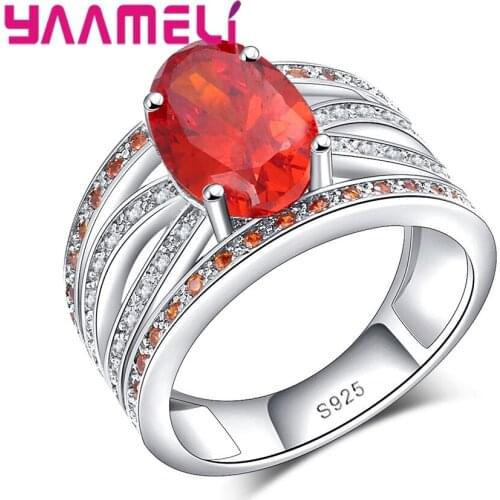 100% Wide Band 925 Sterling Silver Wedding Engagement Rings Sparkling Oval Stone Jewelry for Women Party Accessories