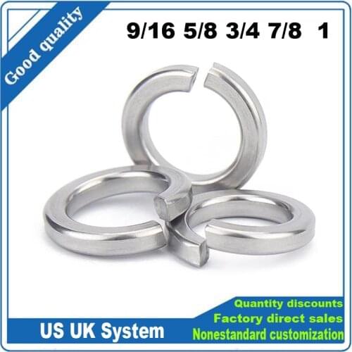 1/5/10pcs 9/16 5/8 3/4 7/8 1 304 A2-70 Stainless Steel US UK Standard Spring Washer Split Lock Elastic Gasket Support Customsize