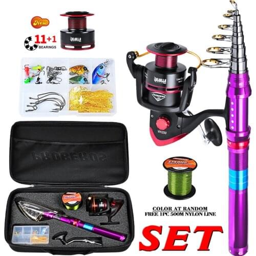 1.8-2.7M Casting Rod Combo Fishing Set with Bag PE Braid Line Lure Bait Accessories Box Casting Rod Reel Fishing Kit
