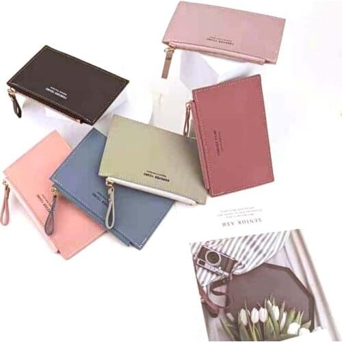 1 PCS Mens/Ladies Mini ID Card Holder Business Credit Card Holder PU Leather Ultra-thin Bank Card Holder Coin Purse Zipper Gift