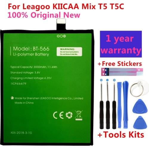 100% Original BT-565&BT-566 3000mAh Battery For Leagoo KIICAA Mix T5 T5C BT565&BT566 Mobile Smart Phone Parts Batterie batteries