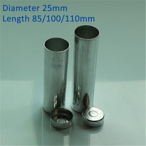 100PCS/Lot OD25*85/100/110mm Dental Lab Aluminum Empty Tube Cartridges with Cover for Flexible Valplast Denture Teeth Material