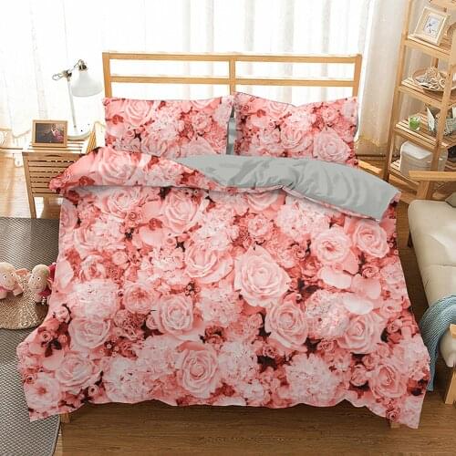 2/3 Pcs Home Textile 3D Printing Comforter Bedding Sets Queen Flowers Double Bed Set Flower Pattern Duvet Cover with Pillowcase