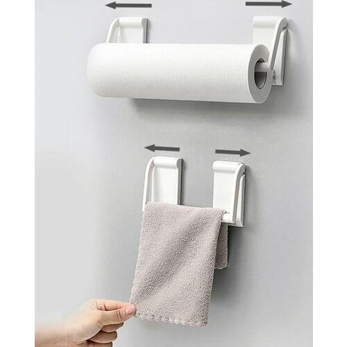 2Pcs Toilet Paper Roll Holder Rack Wall-mounted Plastic Bathroom Towel Holder Self-adhesive Magnetic Refrigerator Organizer