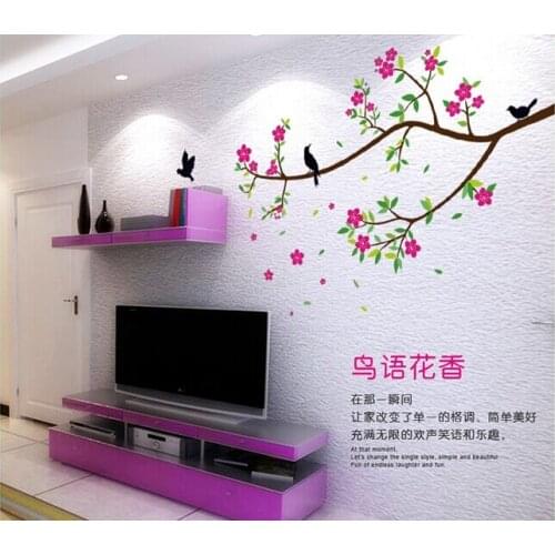 2016 Hot sale removable flowers stickers Peach wall pink home decoration Decor stickers room bedroom sticker family wall decal A