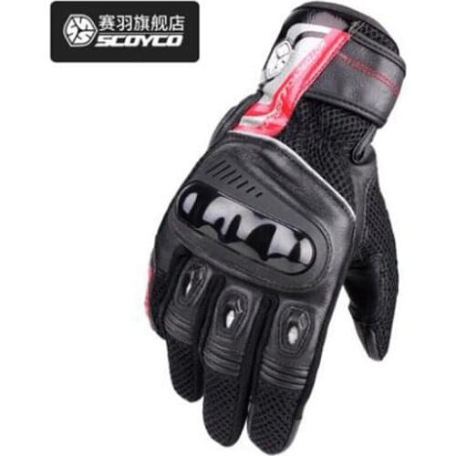 2018 New SCOYCO Summer Breathable Motorcycle Riding Gloves Locomotive Anti-fall Sheepskin Cowhide Knight Racing glove