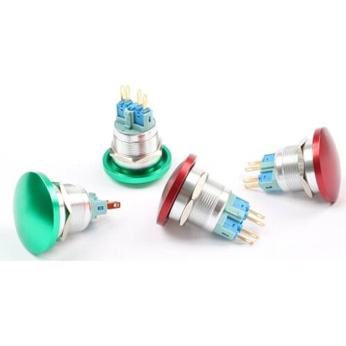 22mm Metal Aluminum Switch Mushroom head Push Button Waterproof Switch momentary red/green screw/pin terminal Car press button