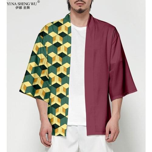 Anime Demon Slayer Kimetsu No Yaiba Tanjiro Kamado Cosplay Costume Men Kimono Plus Size Jackets Halloween Party For Women Hot