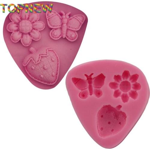 Butterfly Flower Strawberry Shape 3D Silicone Mold Cake Decor Baking Tools 2406