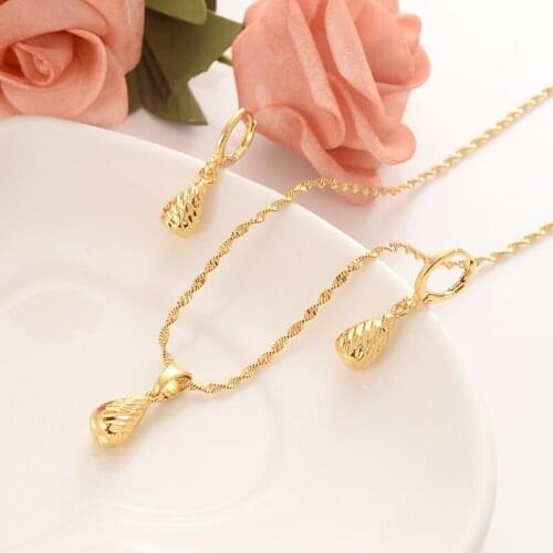 Bangrui Lovely Waterdrop Pendant Necklace & Earrings Set Gold wedding bridal Trendy Party Jewelry Sets For Women Gift