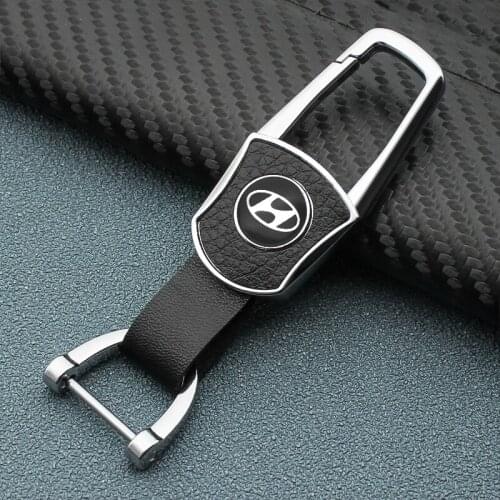 Keyring Keychain Metal Leather Simple Key Chains Holder For Hyundai Elantra 2012 2013 2017 Tucson Solaris Sonata Car Accessories