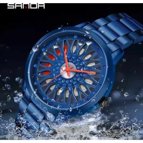 Fashion Quartz Watch Luxury Mens Watches Business Original SANDA Wristwatch Stainless Steel Dress Bracelet Man Wristwatches