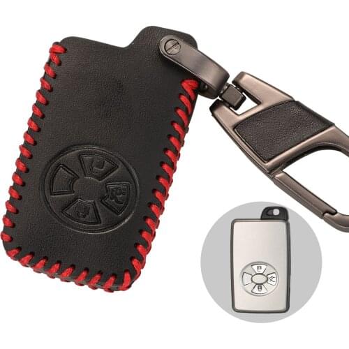Kutery 3 Buttons Remote Car Key Case Cover For Toyota Rav4 Yaris Mark X Hilux Vitz Keys Keychain Leather Case With Key Ring