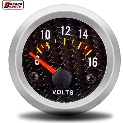 Dragon 2" 52mm Auto Motor Car Volt Pointer Gauger Racing Speedboat 8-16 Voltage Meter Free Shipping