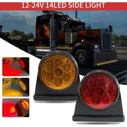 Fuleem 2PCS 14 LED SIDE MARKER LIGHT RED Amber DOUBLE SIDE LAMPS 10-30V Waterproof