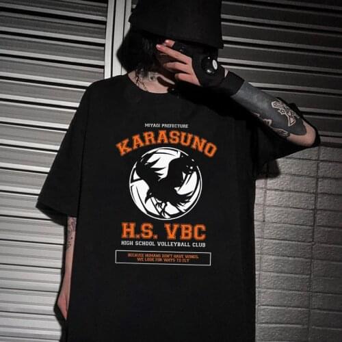 New Mens T-shirt Haikyuu Karasuno Volleyball Club Logo T Shirts Harajuku Men Streetwear Anime Graphic Tops Tee Women Clothing
