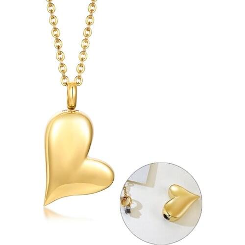 JHSL Women Empty Storage Bottle Pet Ashes Perfume Necklace Heart Pendants openable Chain Stainless Steel Fashion jewelry