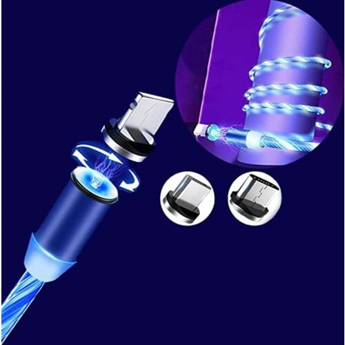 3 IN1 LED Glowing Light Magnetic IOS/Type-C/Micro USB Charger Cable Samsung S8 S9 Plus A50 For Android For Huawei P30 LG